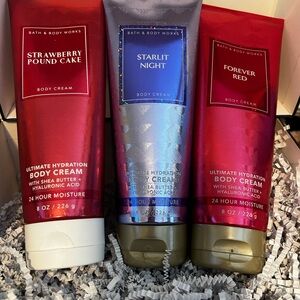 Bath & Body Works Body Cream Trio - Red, Silver, Blue